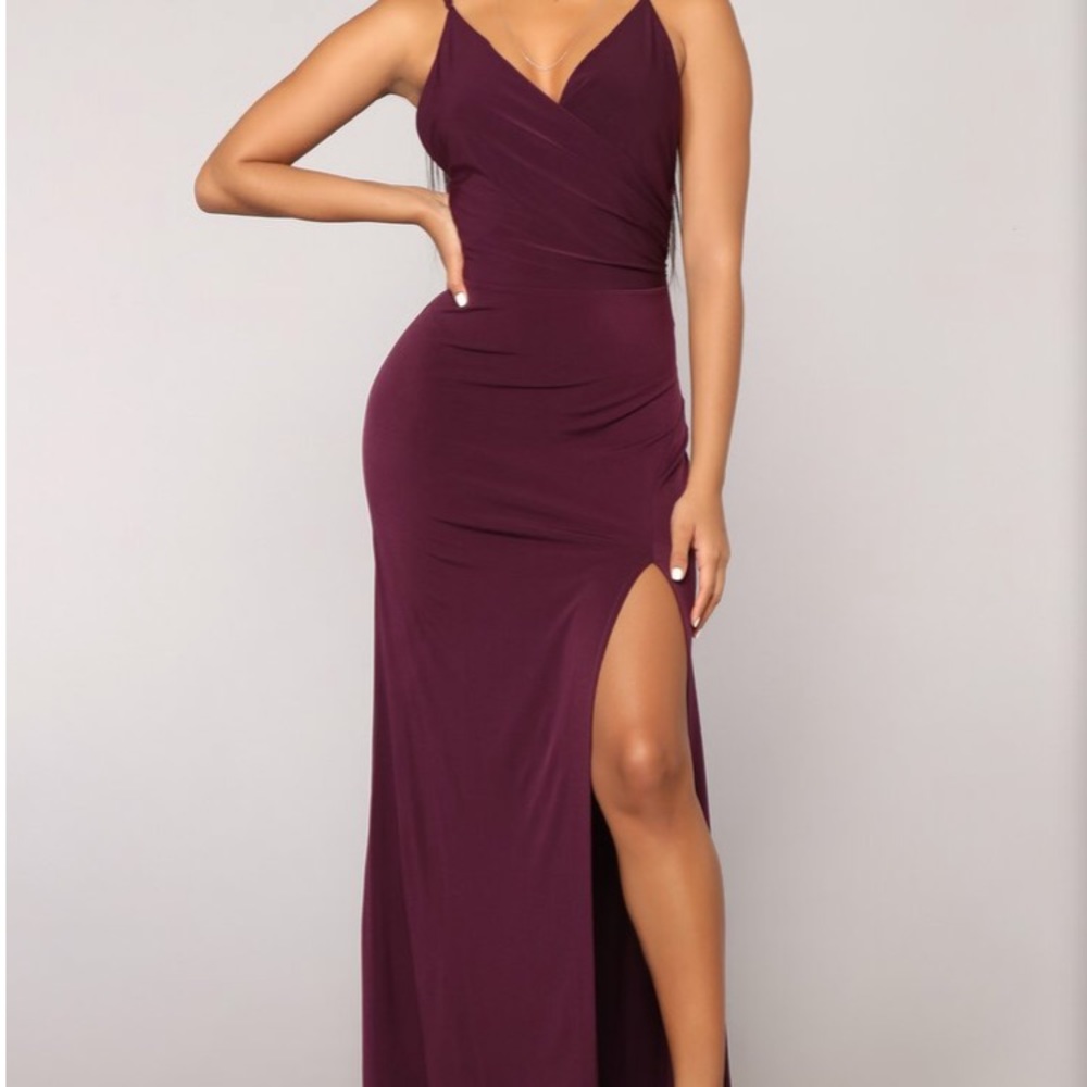 Long slit evening dress eggplant Fashion nova